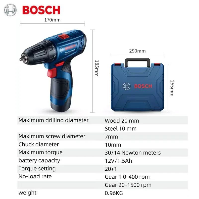 Bosch GSR 120-LI Cordless Screwdriver | 12V Lithium Power Tool | 2.0Ah Battery Electric Hand Drill - Thumbnail 2