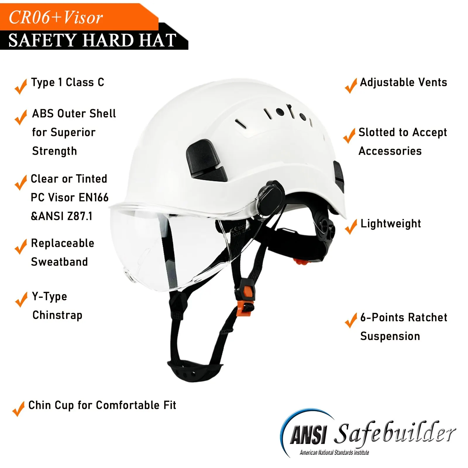 Safety Helmet | With Goggles & Visor | ANSI Certified ABS Hard Hat for Rescue - Thumbnail 3