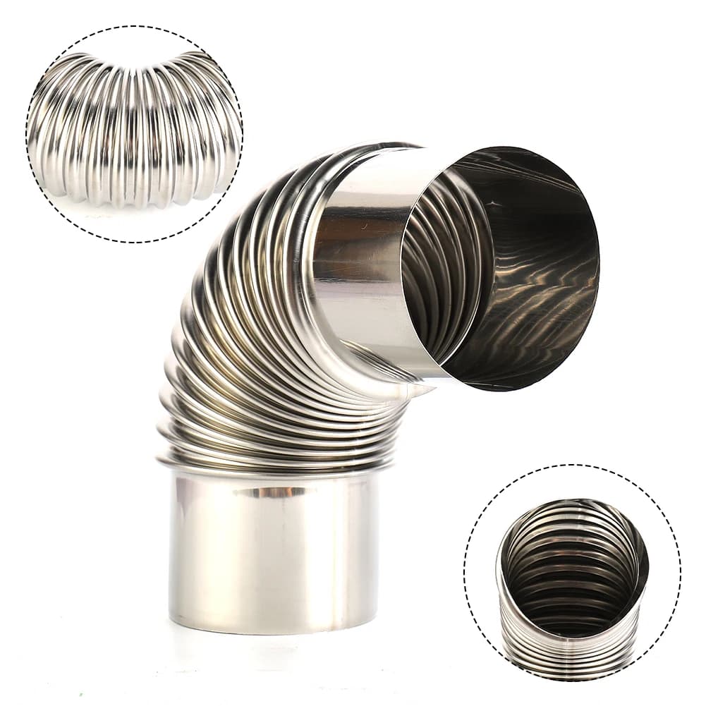90-Degree Chimney Elbow | Heavy-Duty Stainless Steel | 60mm, 70mm, 80mm Flue Pipe for Wood Stoves - Thumbnail 3