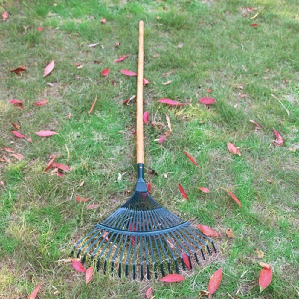 22-Tooth Garden Leaf Rake | Hay & Deciduous Farming Tool | Home Garden Ripper - Thumbnail 3