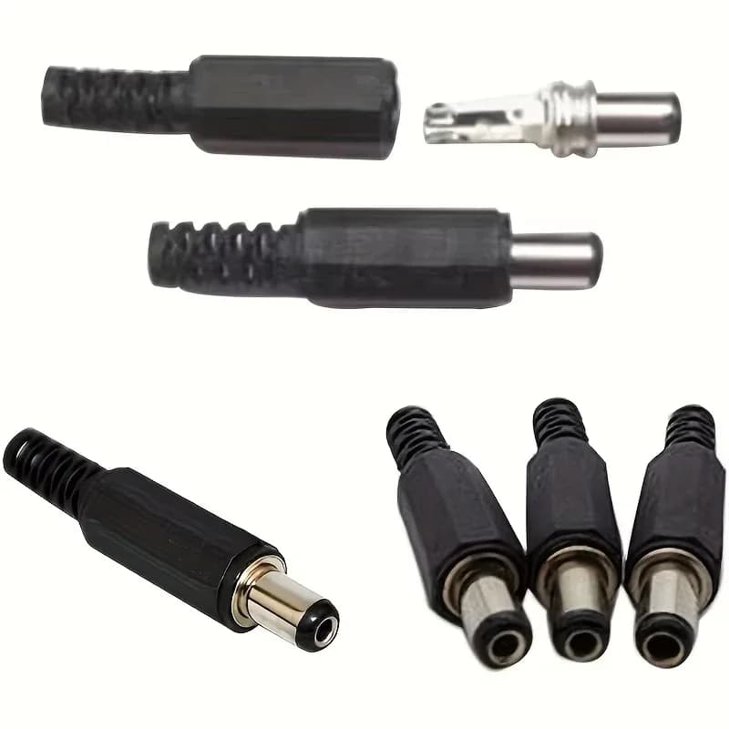 DC Power Connector Set | 5.5x2.1mm Panel Mount Jack & Plug | 5-Pair Kit for Secure Adapter Wiring - Thumbnail 4