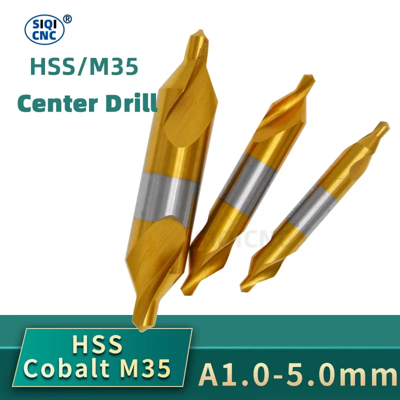 Center Drill Set | 60 Degree Ti-Coated Countersinks | 6pcs 1-5mm for Lathe & Metal Centering - Thumbnail 3