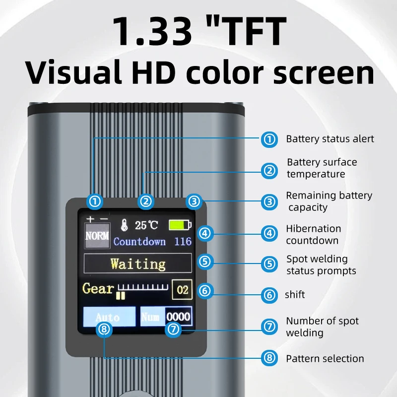 11-Setting Spot Welder | Handheld Tool for 18650 Batteries & 0.3mm Nickel Strips - Thumbnail 3