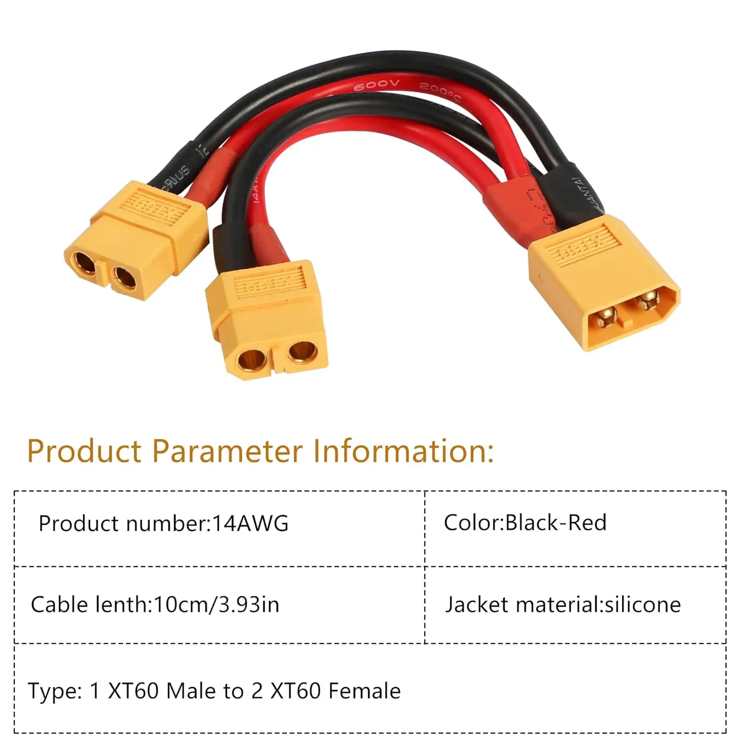 Parallel Battery Adapter | 14AWG Y-Splitter Cable | 10cm for RC Drone & Quadcopter Power - Thumbnail 4