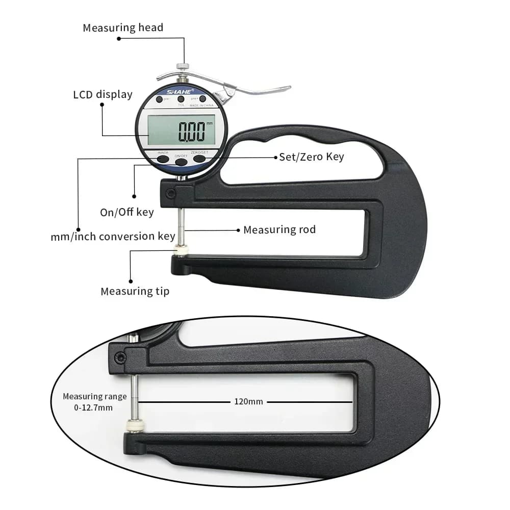 Digital Thickness Gauge | 0-10/25mm Range | 0.01mm High-Accuracy Measurement Tool - Thumbnail 3