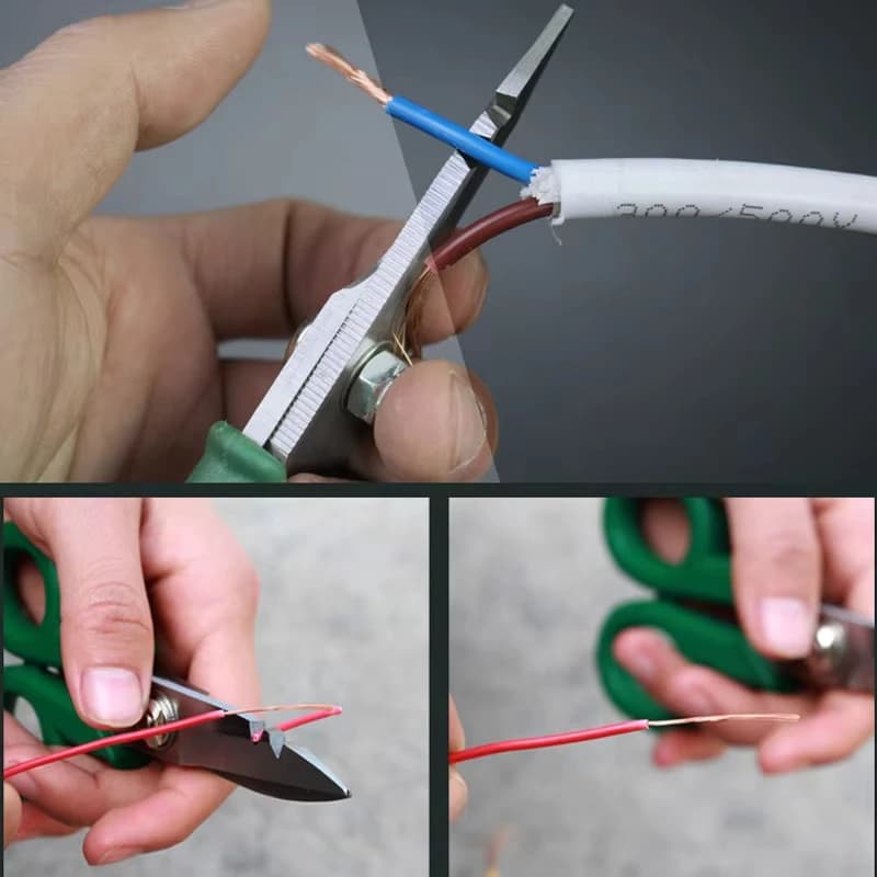 5.5 Inch Stainless Steel Electrician Scissors Wire Stripping Cutting Tools Household Shears for Cutting Wires - Thumbnail 2