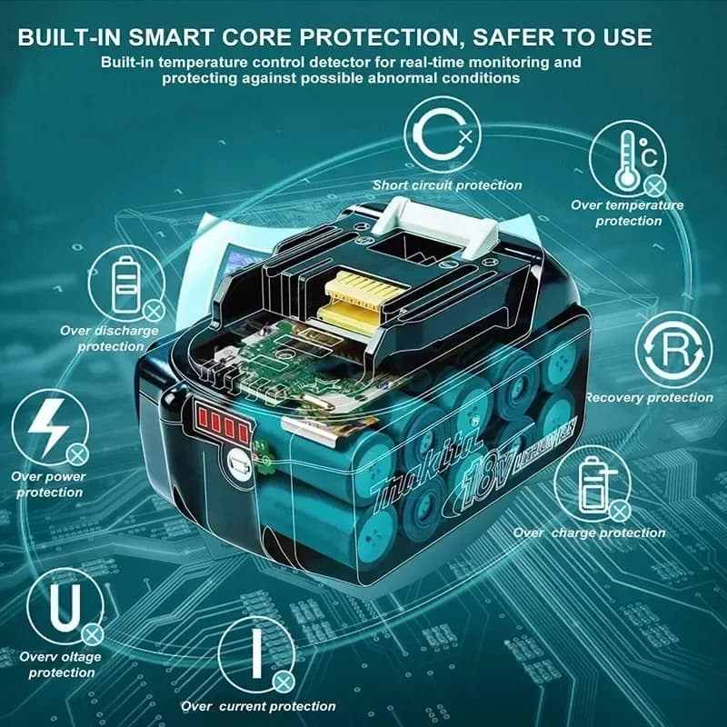 Makita 18V Power Tool Battery | High-Capacity 9Ah Lithium-Ion | BL1860B Replacement - Thumbnail 6