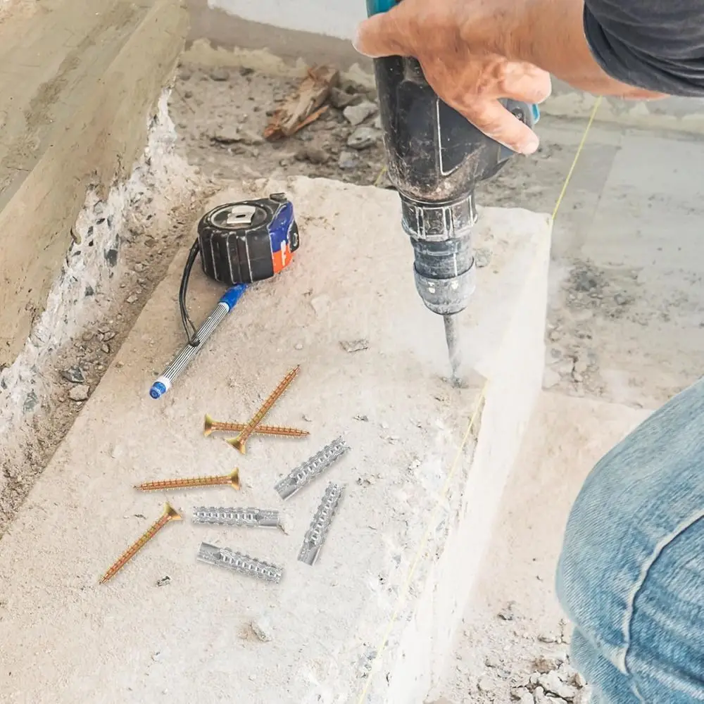 Serrated Expansion Tube Kits | Self Tapping Screws for Concrete | 20/50/100 Sets Fasteners - Thumbnail 4