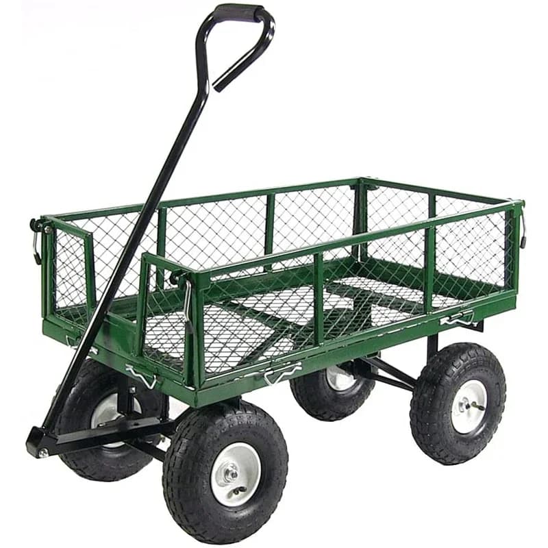 Professional-Grade Garden Cart | Heavy-Duty 4-Wheel Wagon | All-Terrain Pneumatic Tires | Foldable Platform - Thumbnail 2