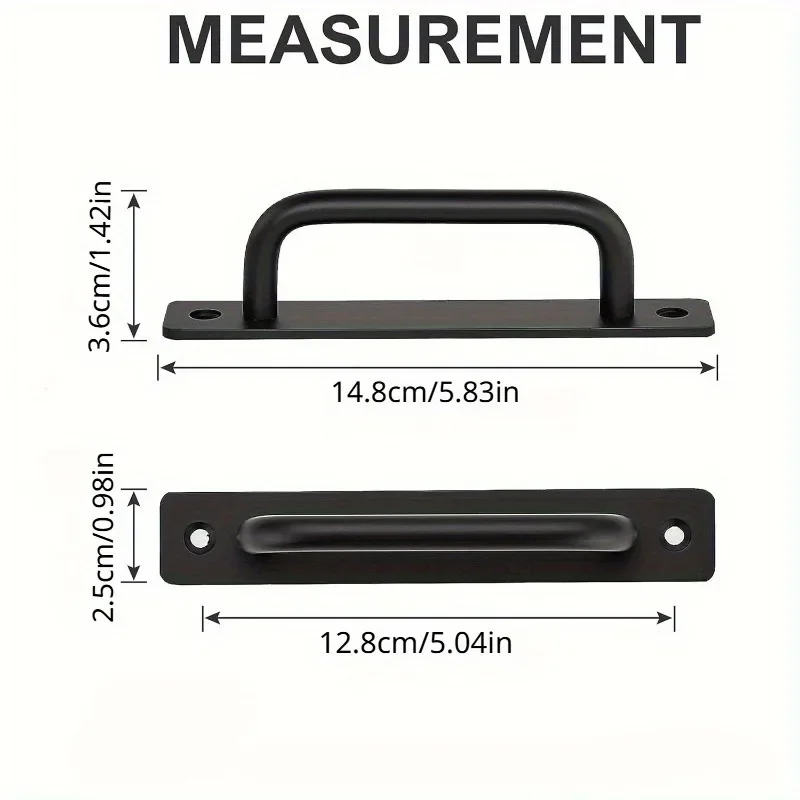 Door Handles | Black Aluminum Alloy Pulls with Plate | Sliding Cabinet & Door Hardware - Thumbnail 2