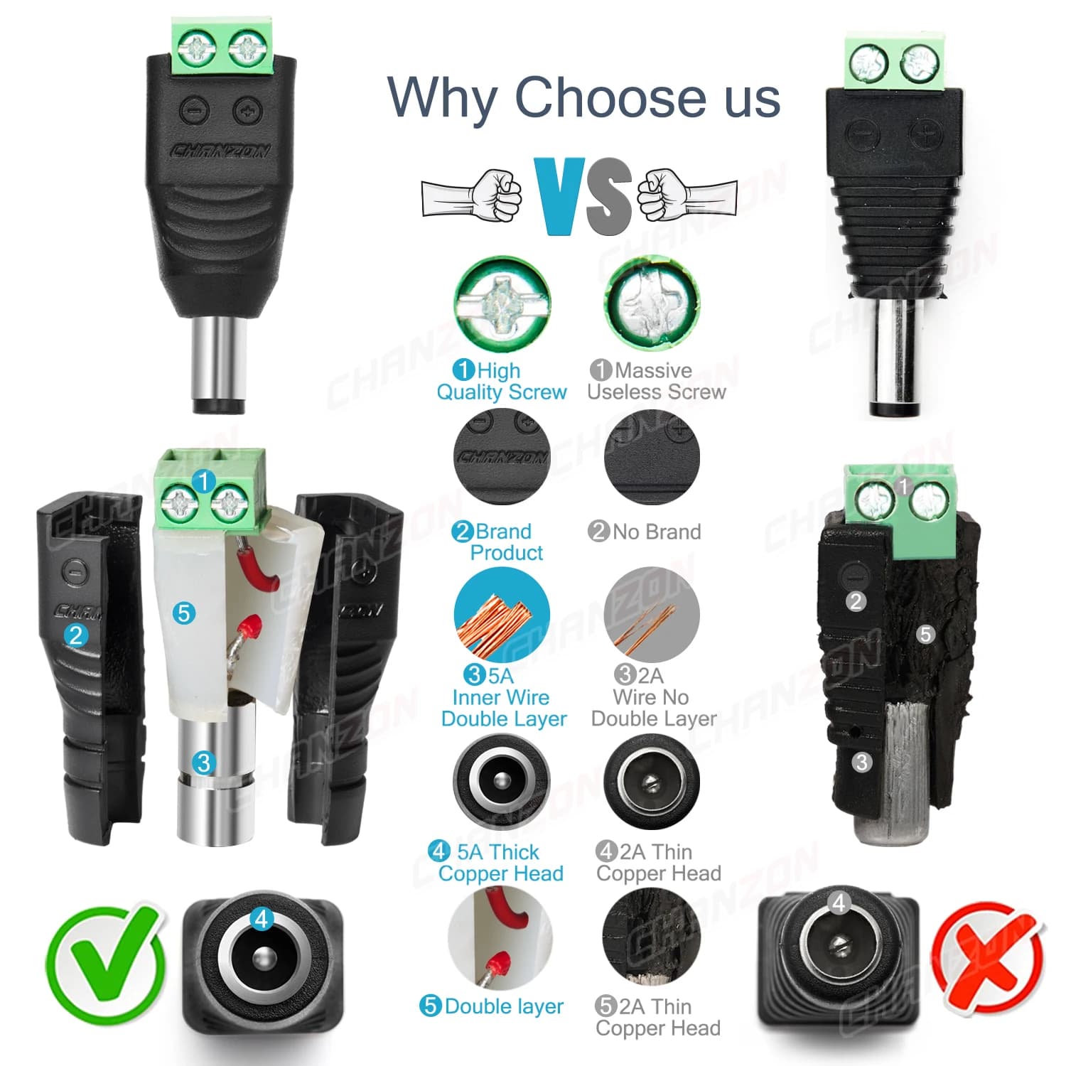 12V DC Power Connector Kit | 2.1x5.5mm Barrel Plugs & Sockets for CCTV & LED Strips - Thumbnail 4