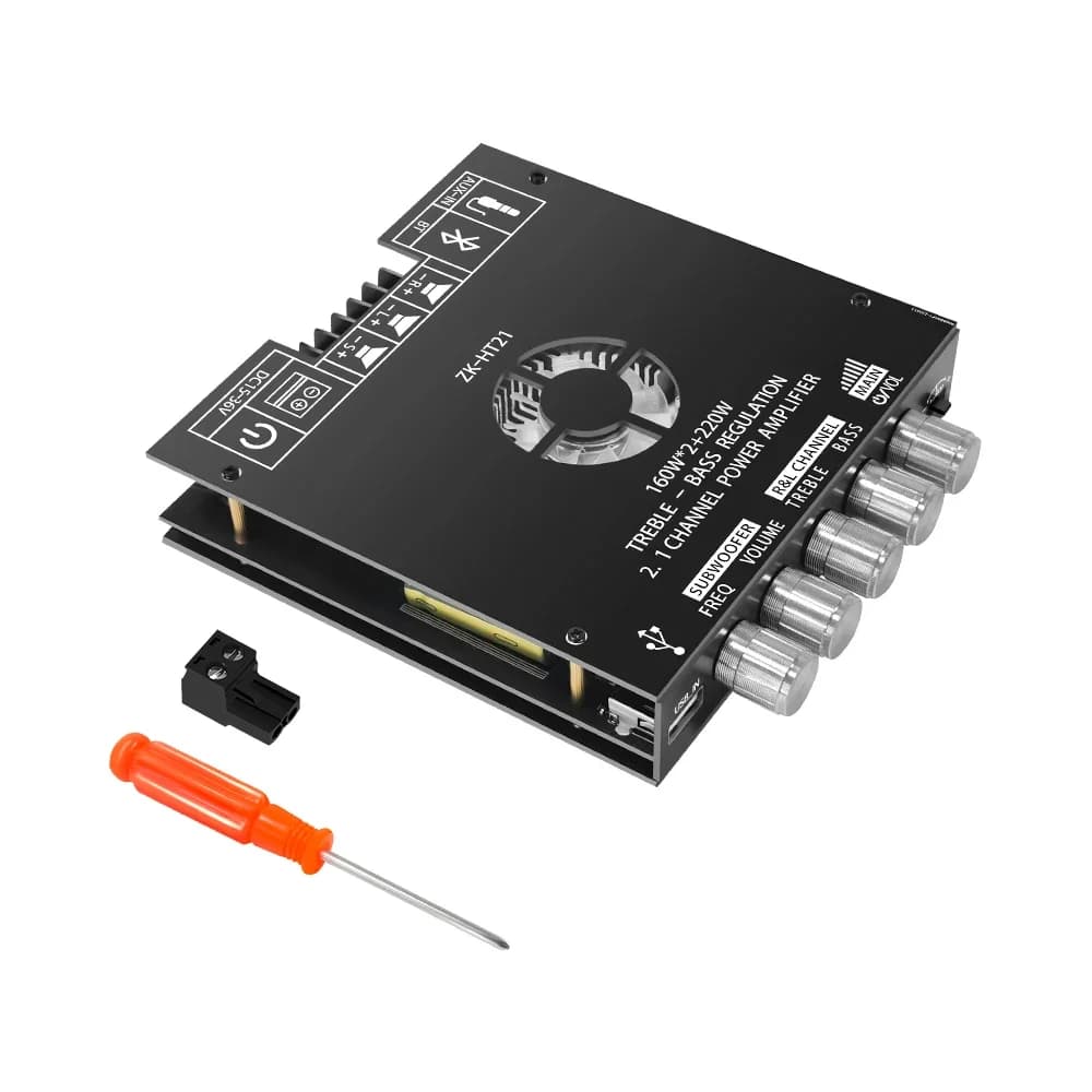 2.1 Channel Amplifier Module | 160W+220W High-Power Output | Bluetooth-Compatible for Subwoofer Systems - Thumbnail 3