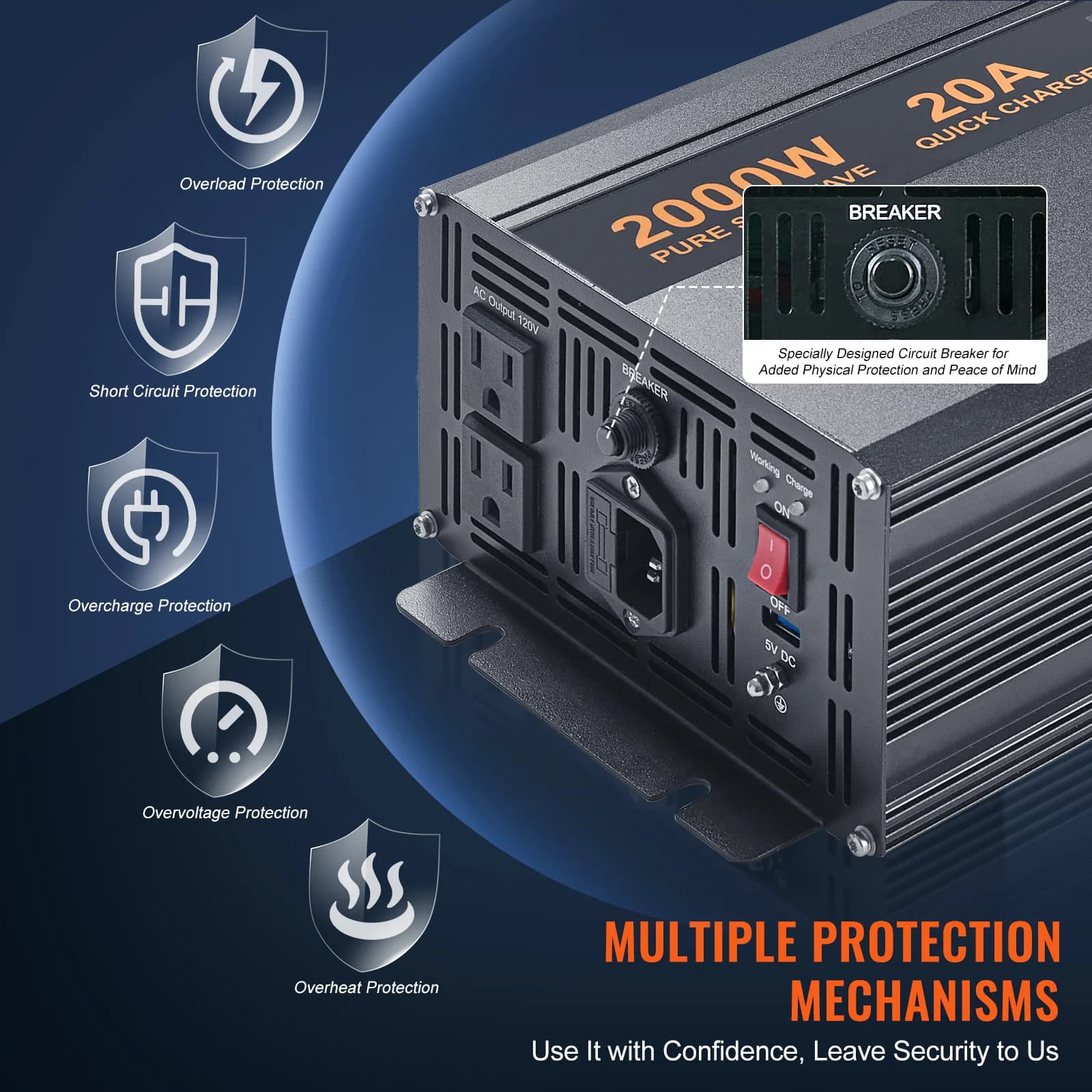 Sump Pump Battery Backup System | 2000W/2500W Emergency Power | Auto-Switch LCD Inverter - Thumbnail 5