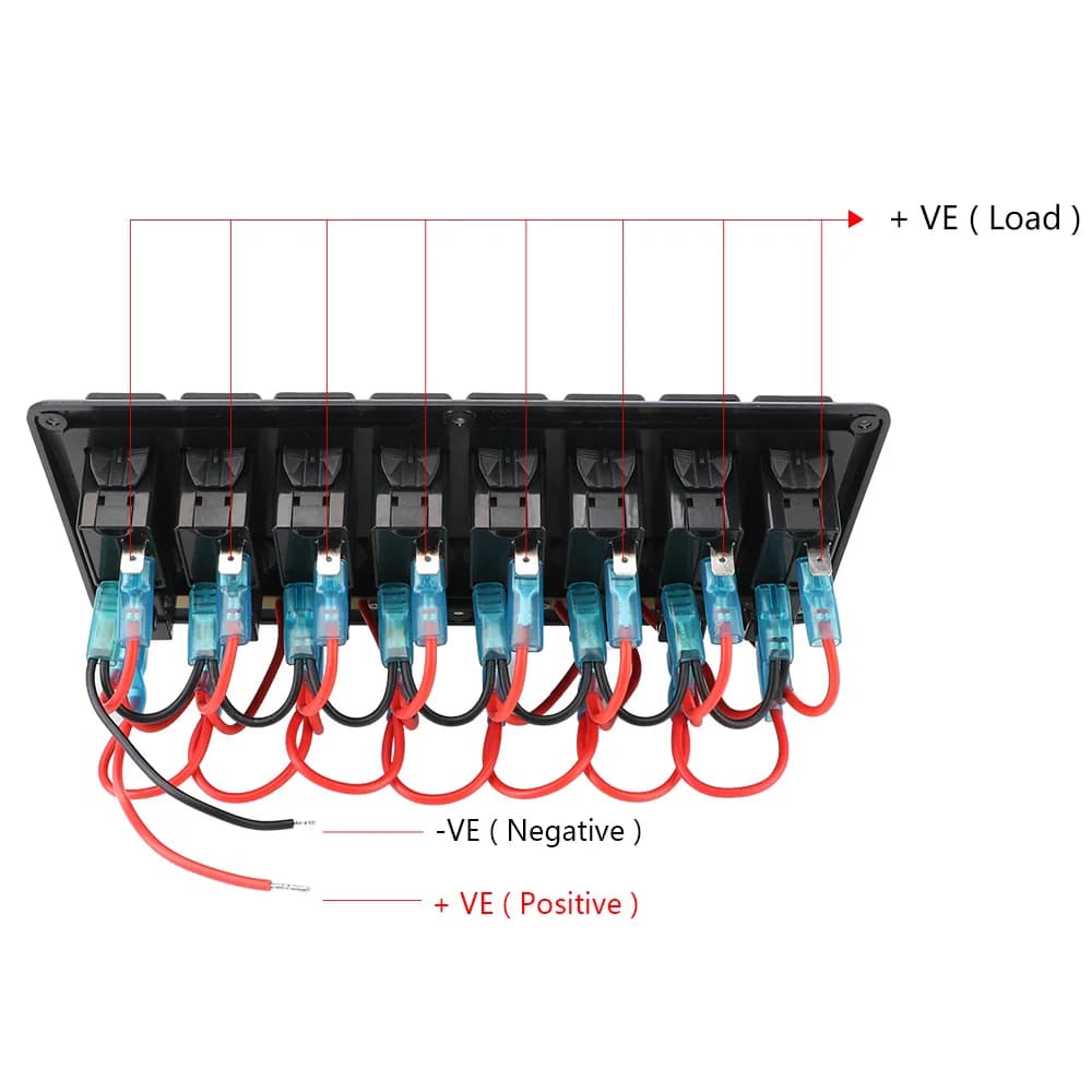Overload Protection Waterproof Car Vehicle Truck RV SUVS Marine Circuit Breakers With Fuse 8 Gang LED Switch Panel 12/24V - Thumbnail 2
