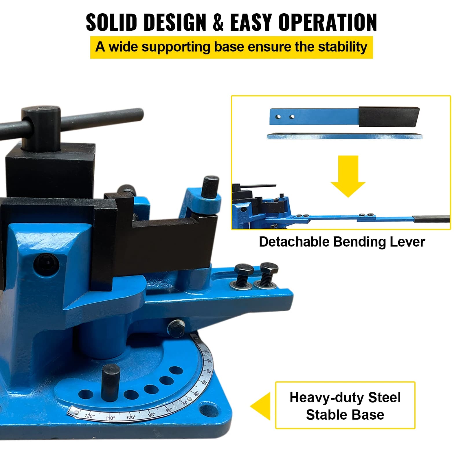 SucceBuy Pipe Bender UB-100 Manual Detachable Lever Hot & Cold Flat Round Angle Steel Tube 120-Degree Universal Bending Machine - Thumbnail 6