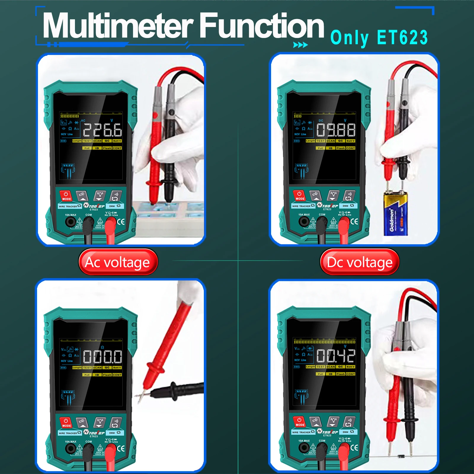 Network Cable Tester | LAN Mapping & PoE Test | 3.2-inch Color LCD - Thumbnail 6
