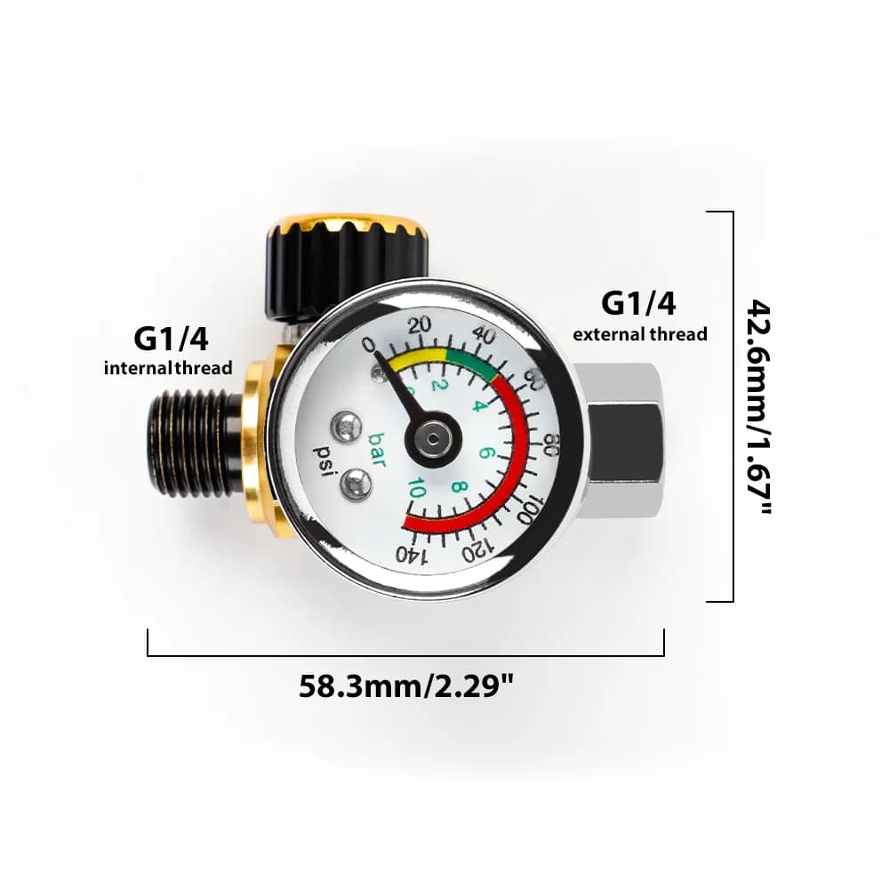 Pressure Regulator 0-140PSI | G1/4 Thread with Gauge | Precision Control for Air Tools & Compressors - Thumbnail 2