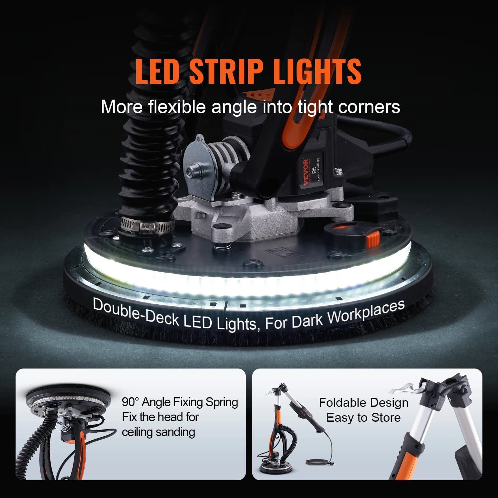 800W Brushless Drywall Sander | 1000-2300RPM Variable Speed | Wall Polishing Grinder - Thumbnail 5