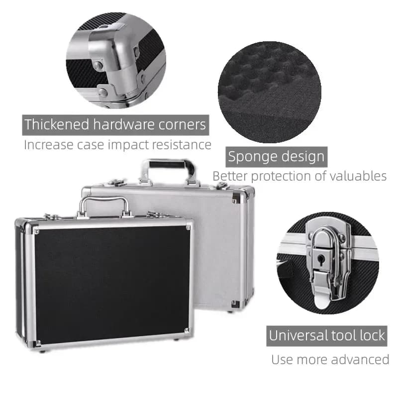 Heavy-Duty Aluminum Tool Case | Impact Resistant Equipment Suitcase | Portable Storage with Sponge - Thumbnail 4