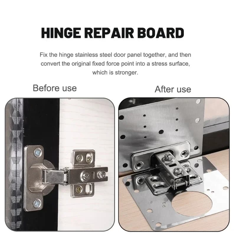 Hinge Repair Plate Kits | 2/10 Sets with Mounting Screws | Furniture Bracket Fixing Tools - Thumbnail 4