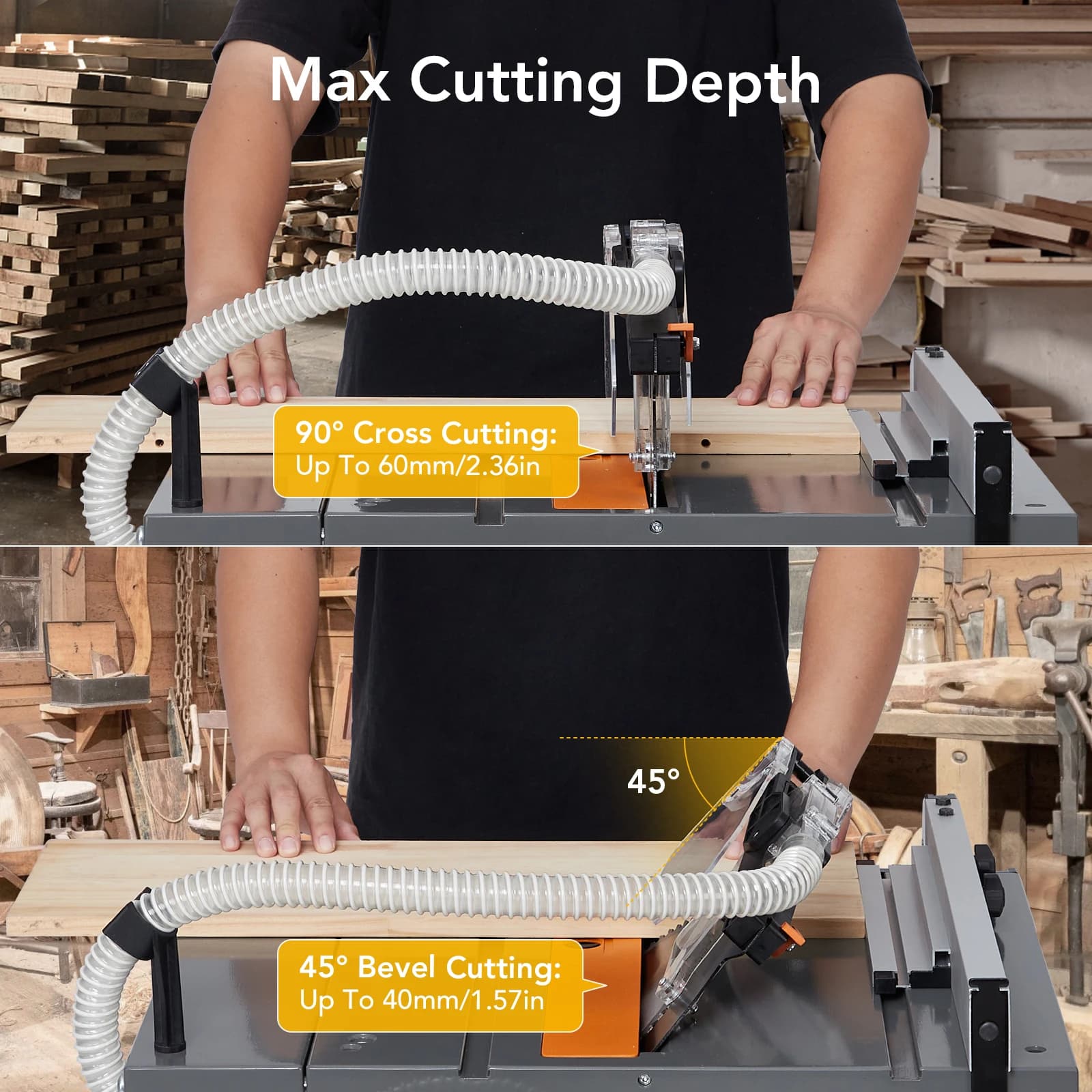2000W Table Saw | High-Precision 5000RPM Cuts | Integrated Dust Collection for Woodworking - Thumbnail 4