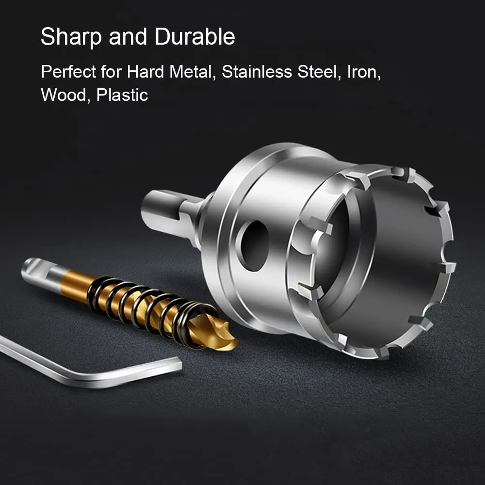 TCT Hole Saw Set | 12-150mm Carbide-Tipped Drill Bits | For Stainless Steel & Metal - Thumbnail 3