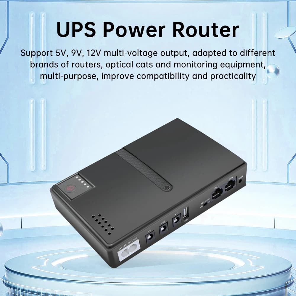 1018L Mini UPS for Home Network | Multi-Voltage Backup Power for Router & Modem | 5V/9V/12V EU Plug - Thumbnail 2