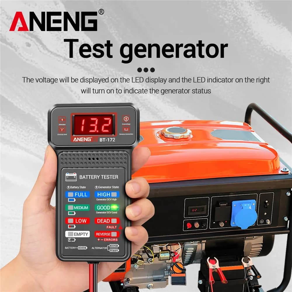 12V Battery Tester | Digital Display with Alligator Clips | Car & Electrical Systems - Thumbnail 4