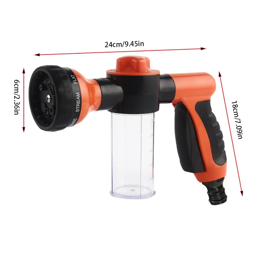 Pressure Car Wash Gun | Foam Cannon & Garden Watering Sprayer | Multi-Surface Cleaning Tool - Thumbnail 6
