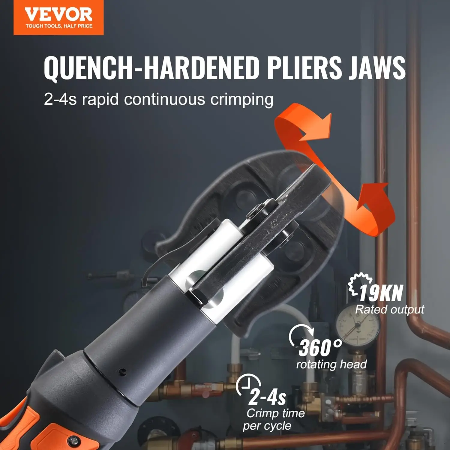 18V Cordless Pipe Crimping Tool | ProPress System for 1/2 Pipes | Heavy-Duty - Thumbnail 2
