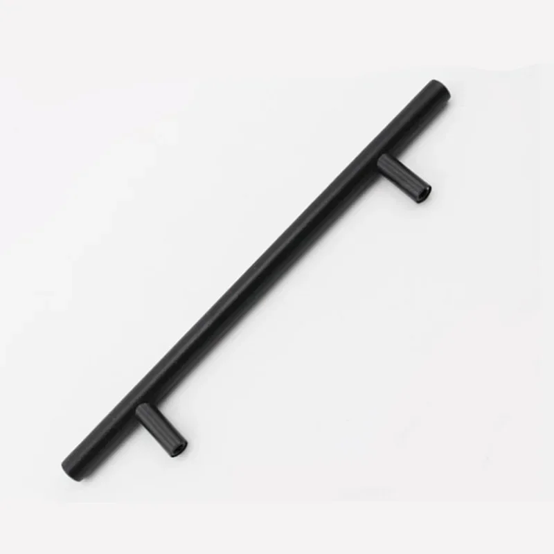 Stainless steel T-bar straight handle knobs for kitchen doors and cabinets, with a 10mm diameter pull, designed as furniture hardware.