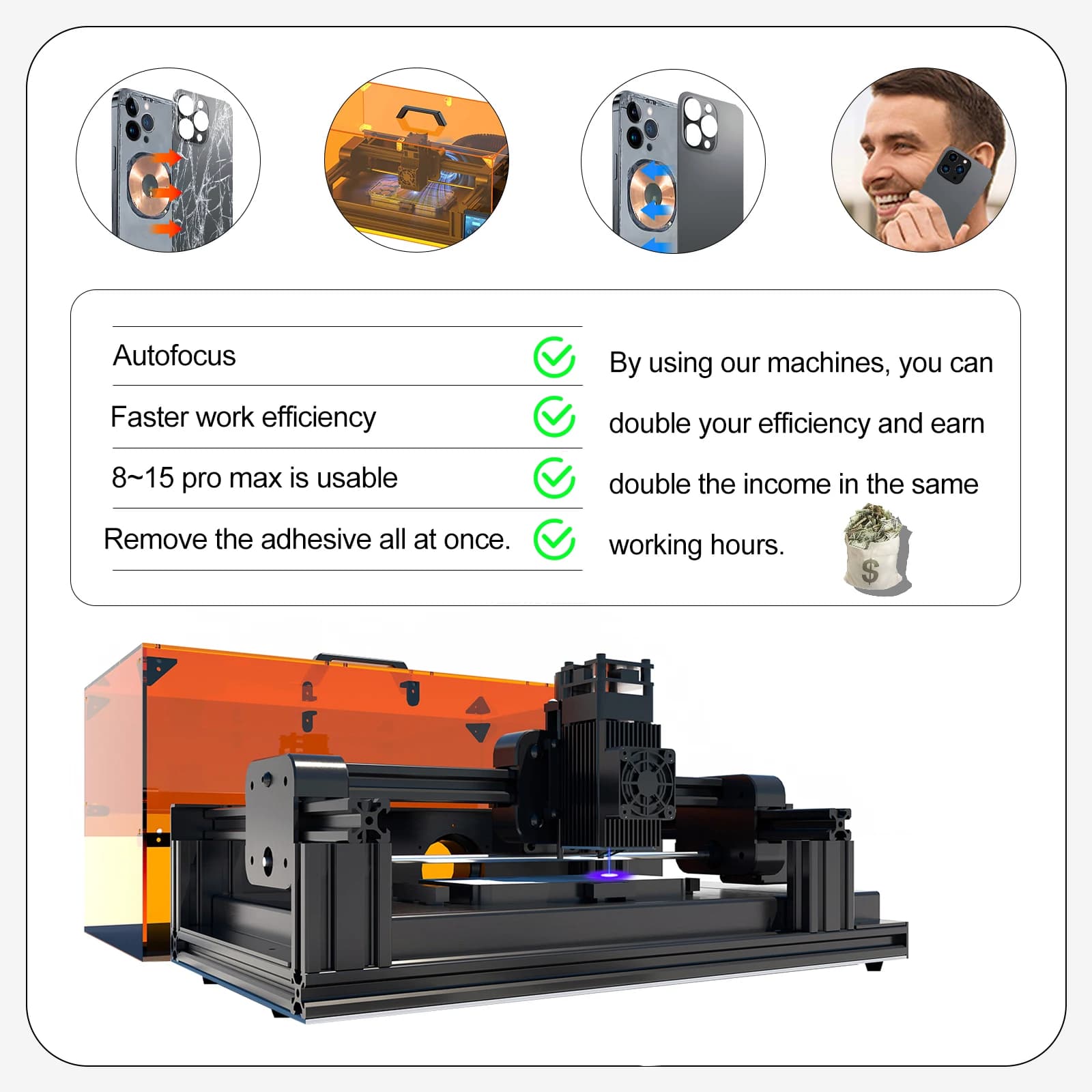 iPhone Laser Repair System | Back Glass & Camera Lens Removal Tool Kit with Air Filtration - Thumbnail 3