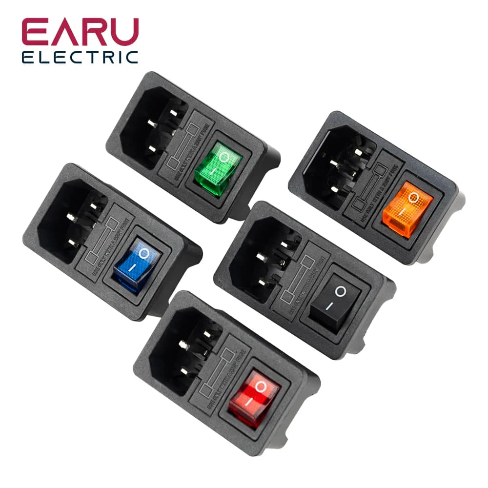 IEC C14 Fused Inlet Power Socket | 10A Fuse Protection | Rocker Switch in Multiple Colors - Thumbnail 6