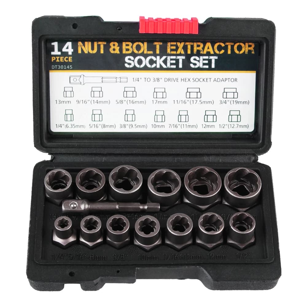 Screw Extractor & Bolt Remover Kit | 14-Piece Cr-Mo Socket Set | 6.35mm-19mm - Thumbnail 2