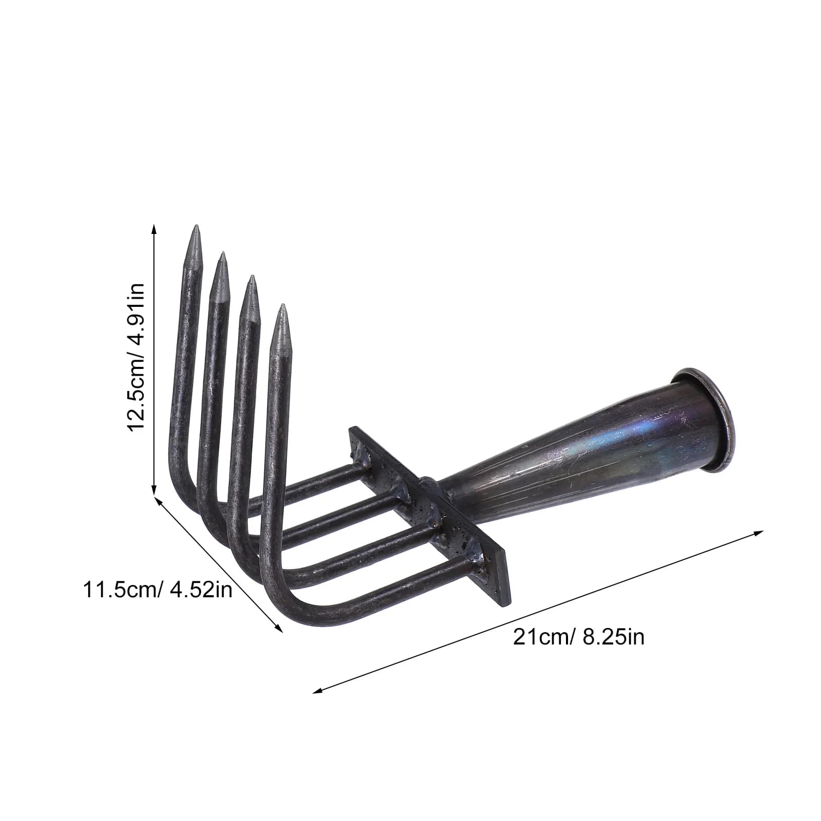 Duty Garden Rake | 4-Tine Manganese Steel Design | Professional Soil Loosening & Leaf Removal - Thumbnail 5