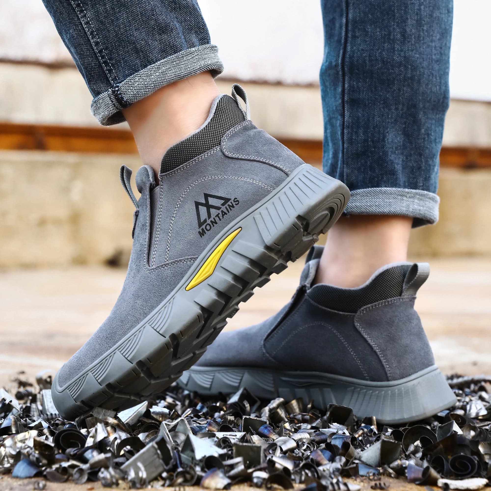 Welder Safety Boots | Men's Anti-Smashing Anti-Piercing Protection | Steel Toe Anti-Scalding Sneakers - Thumbnail 3