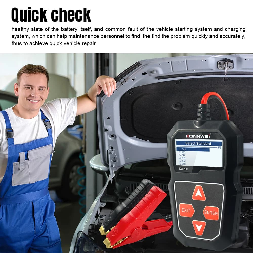 12V Car Battery Tester | Automotive Analyzer with Waveform Voltage | For Car and Motorcycle - Thumbnail 3
