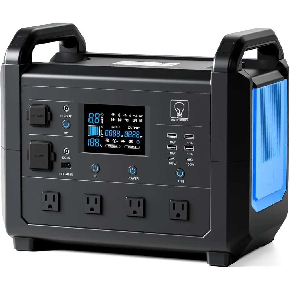1600W Portable Power Station | 1536Wh LiFePO4 Solar Generator | Fast Charging Backup Battery - Thumbnail 2