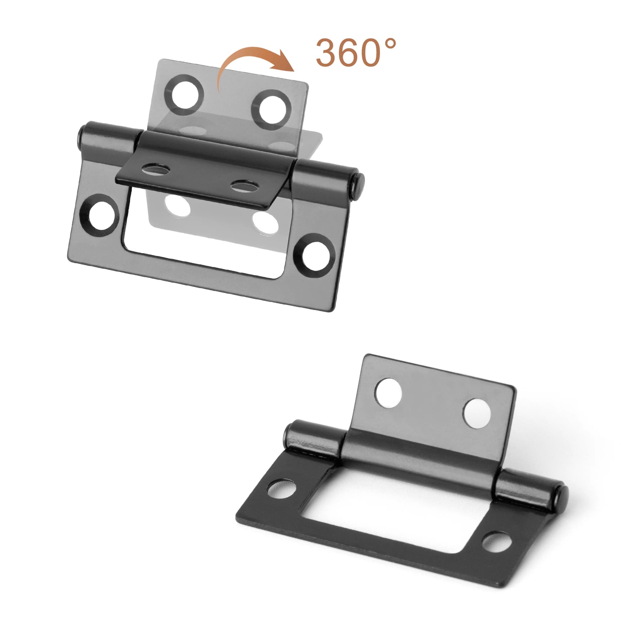 360 Degree Flat Metal Hinges | 2-Pack for Cabinet Doors & Windows | Furniture Hardware - Thumbnail 3