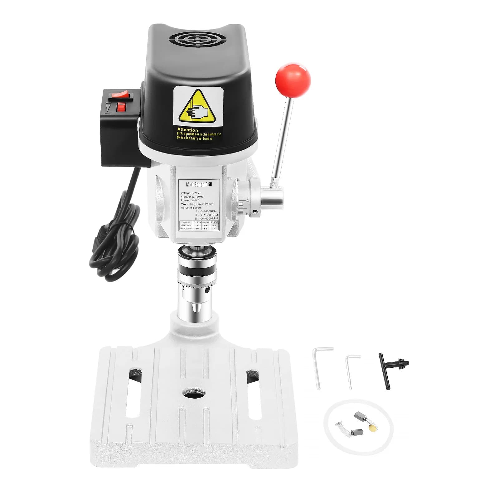 Bench Drill Press | 340W High-Precision Machine | 3-Speed Adjustable & Portable Table Drill - Thumbnail 6