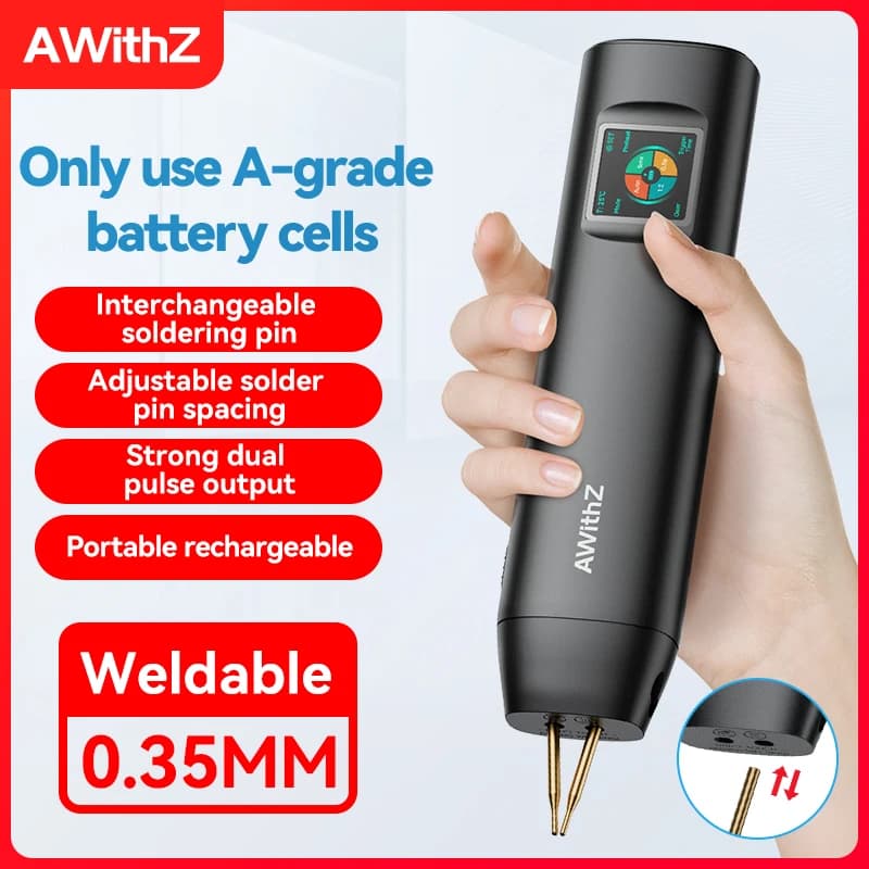 AWithZ Portable Spot Welder DIY Handheld Spot Welding Machine 90 Gears Adjustable Spot Welding for 18650 Lithium Battery - Thumbnail 3