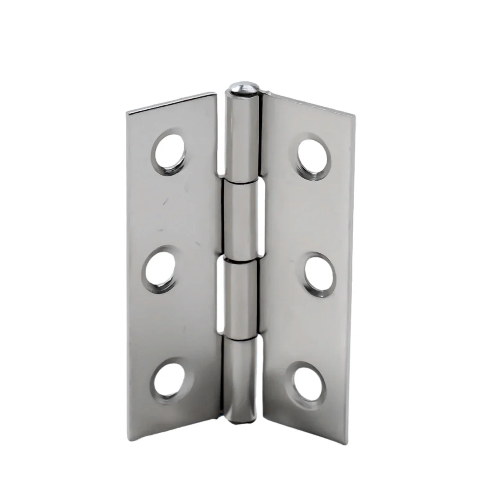 Set of 5 stainless steel flat hinges for cabinet doors, windows, or wooden furniture boxes. Corrosion-resistant hardware with a clean appearance.