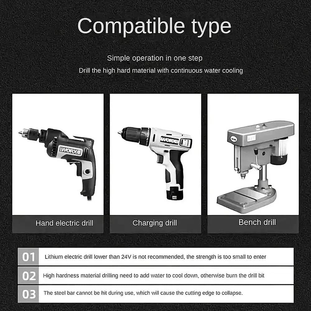 4PCS (6+8+10+12) MM Four Blade Serrated Eccentric Dry Drilling All Ceramic Tile Concrete Marble Glass Superhard Tungsten Steel D - Thumbnail 6