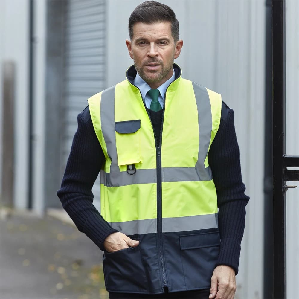 Work Vest | Fluorescent Yellow Windproof Design | Two-Sided Construction Wear - Thumbnail 6