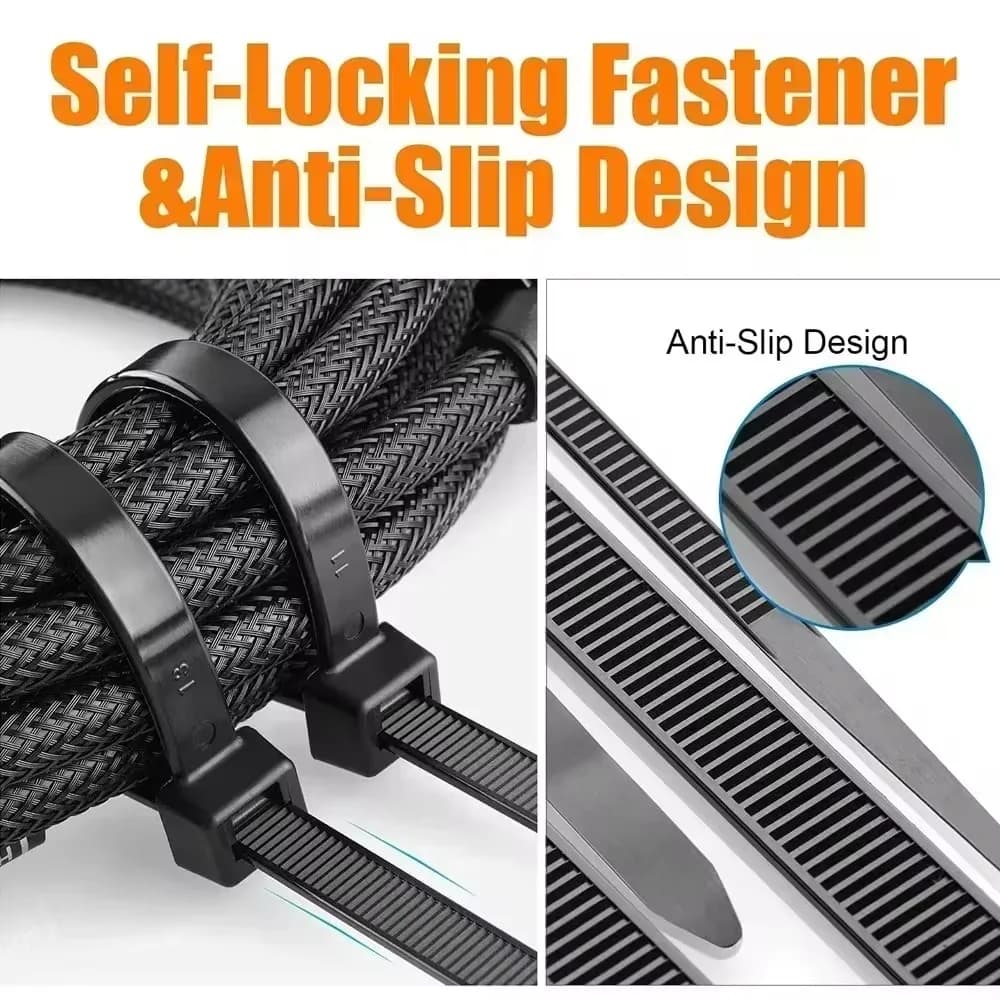 Professional-Grade Cable Management Kit | 500-Piece Nylon Zip Ties | Heavy-Duty Self-Locking Straps - Thumbnail 6