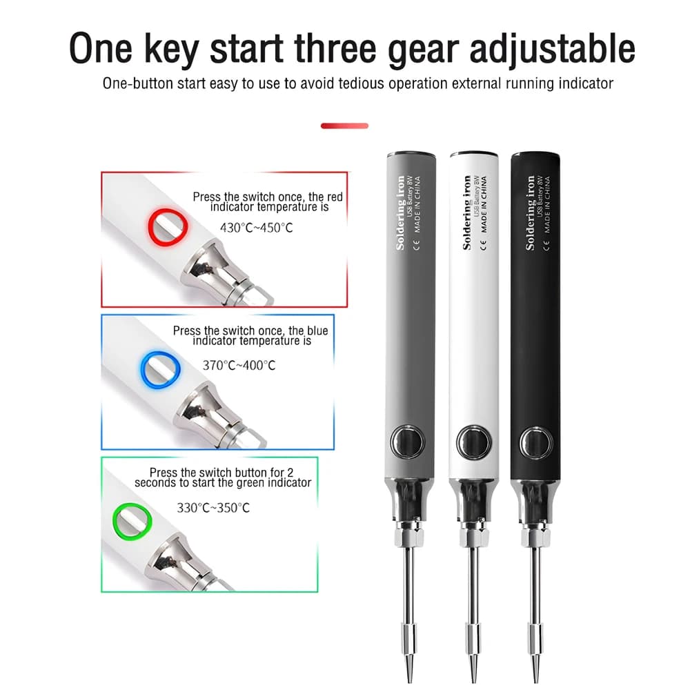 Cordless Soldering Iron | USB-C Rechargeable | 5V 8W Precision Welding Tool for Electronics Repair - Thumbnail 2