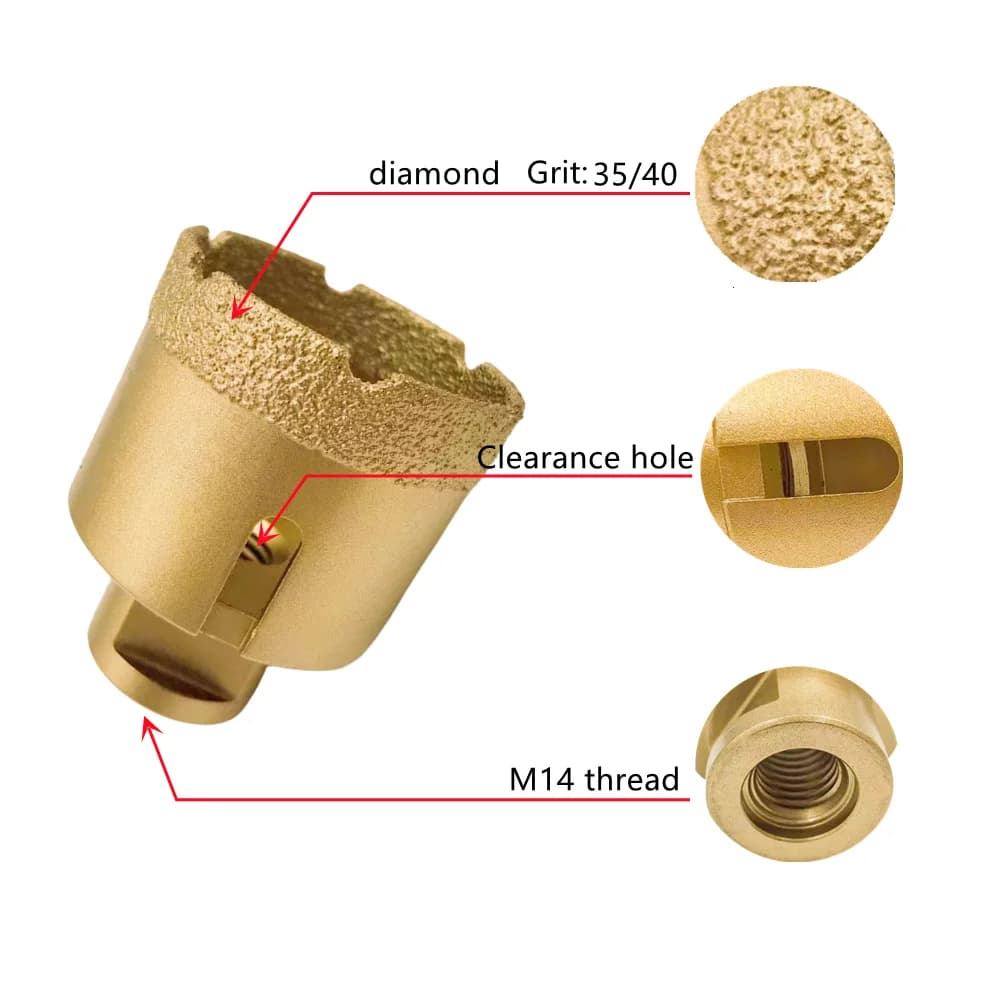Diamond Core Drill Bit Set | 6-100mm Porcelain & Granite Tile Cutter | M14 Thread Opener - Thumbnail 4