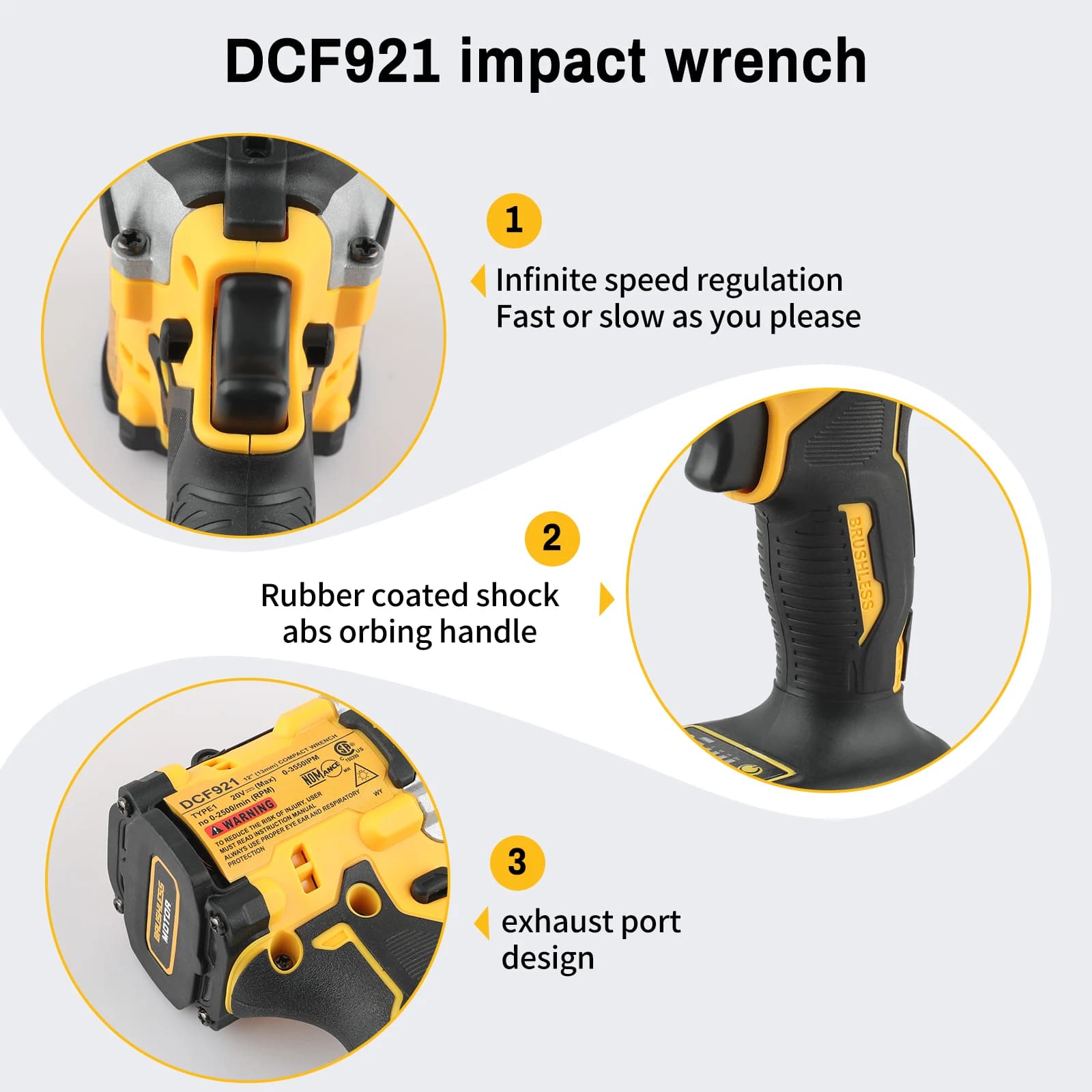DeWalt DCF921 Atomic 1/2-Inch Impact Wrench | 20V MAX Cordless Power | Fast-Charging Battery Included - Thumbnail 3