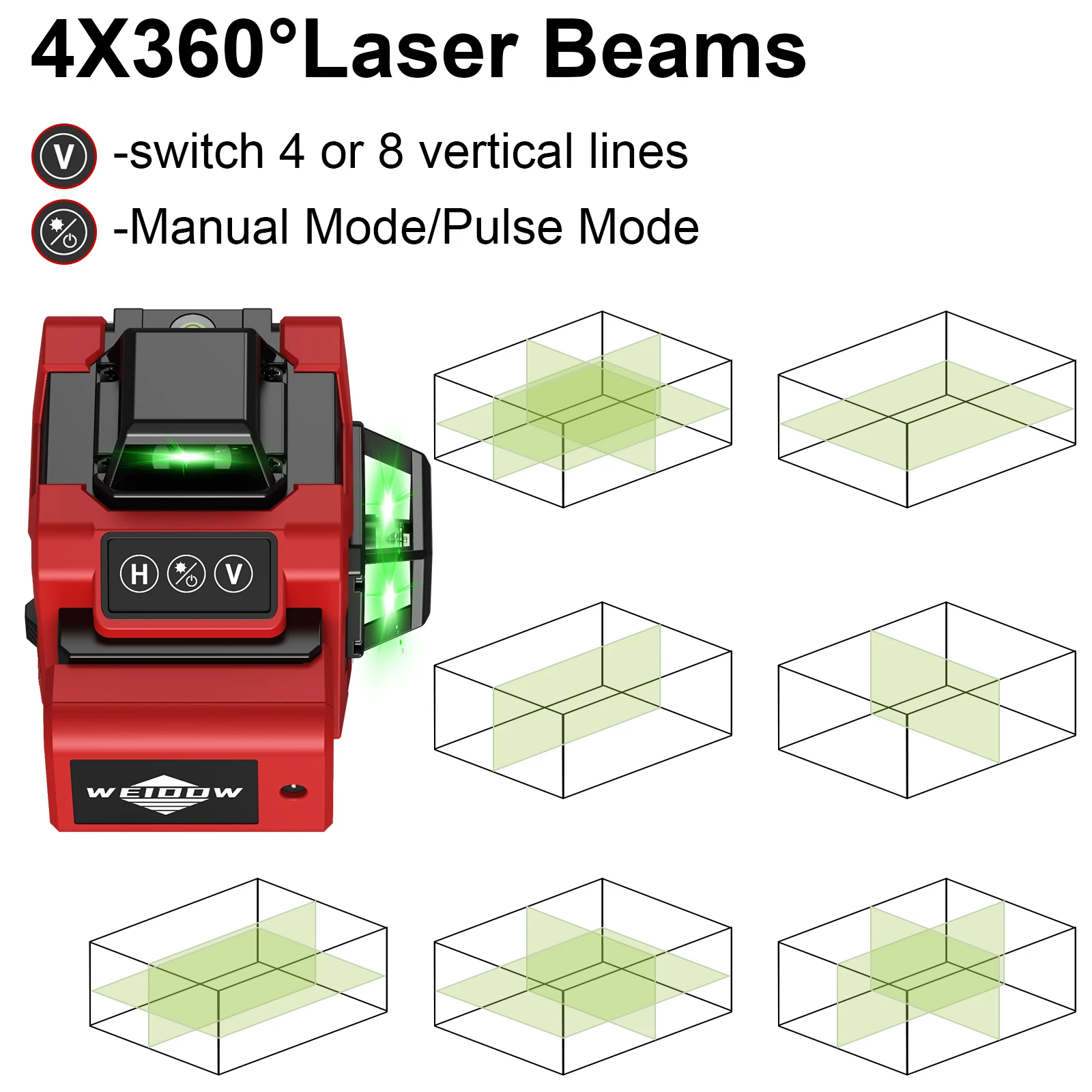 4D Laser Level | 16 Line Green Beam | 360° Self-Leveling with Tripod - Thumbnail 4