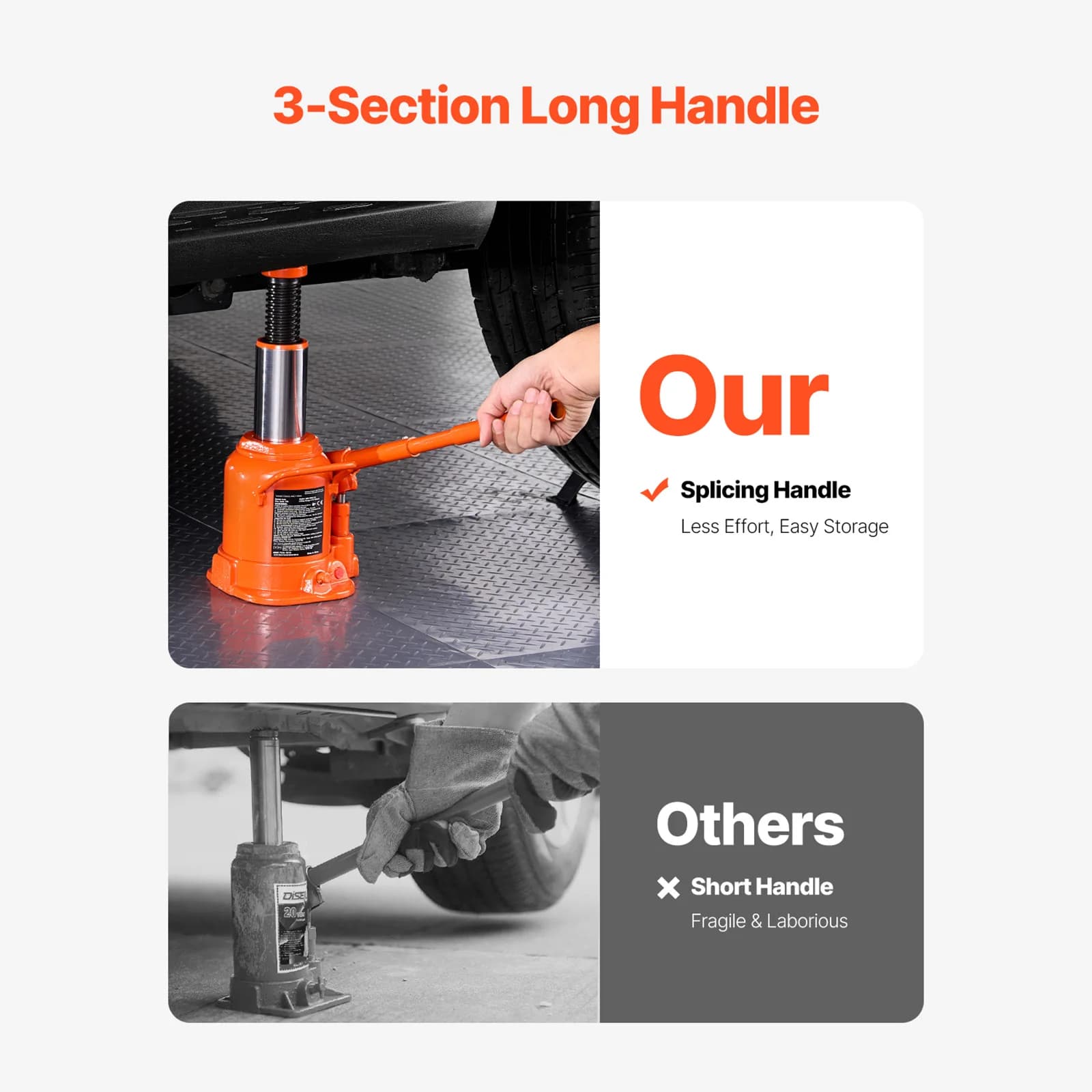 20-50 Ton Hydraulic Bottle Jack | Heavy-Duty 3-Section Handle for Auto & RV Repair - Thumbnail 4